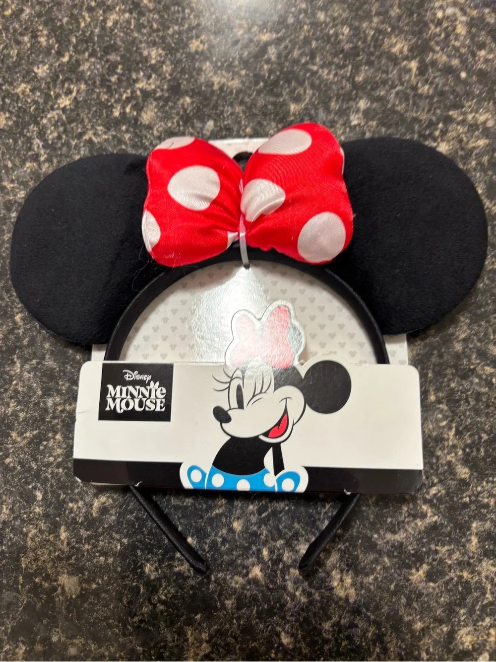 Disney Minnie Mouse Black Ears Headband with Red Polka Dot Bow